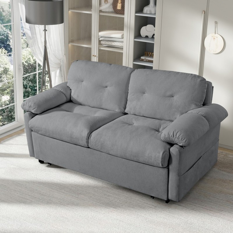 Queen Sleeper Sofa Pull-Out Convertible 3-in-1 Bed Chaise Gray Storage gallery