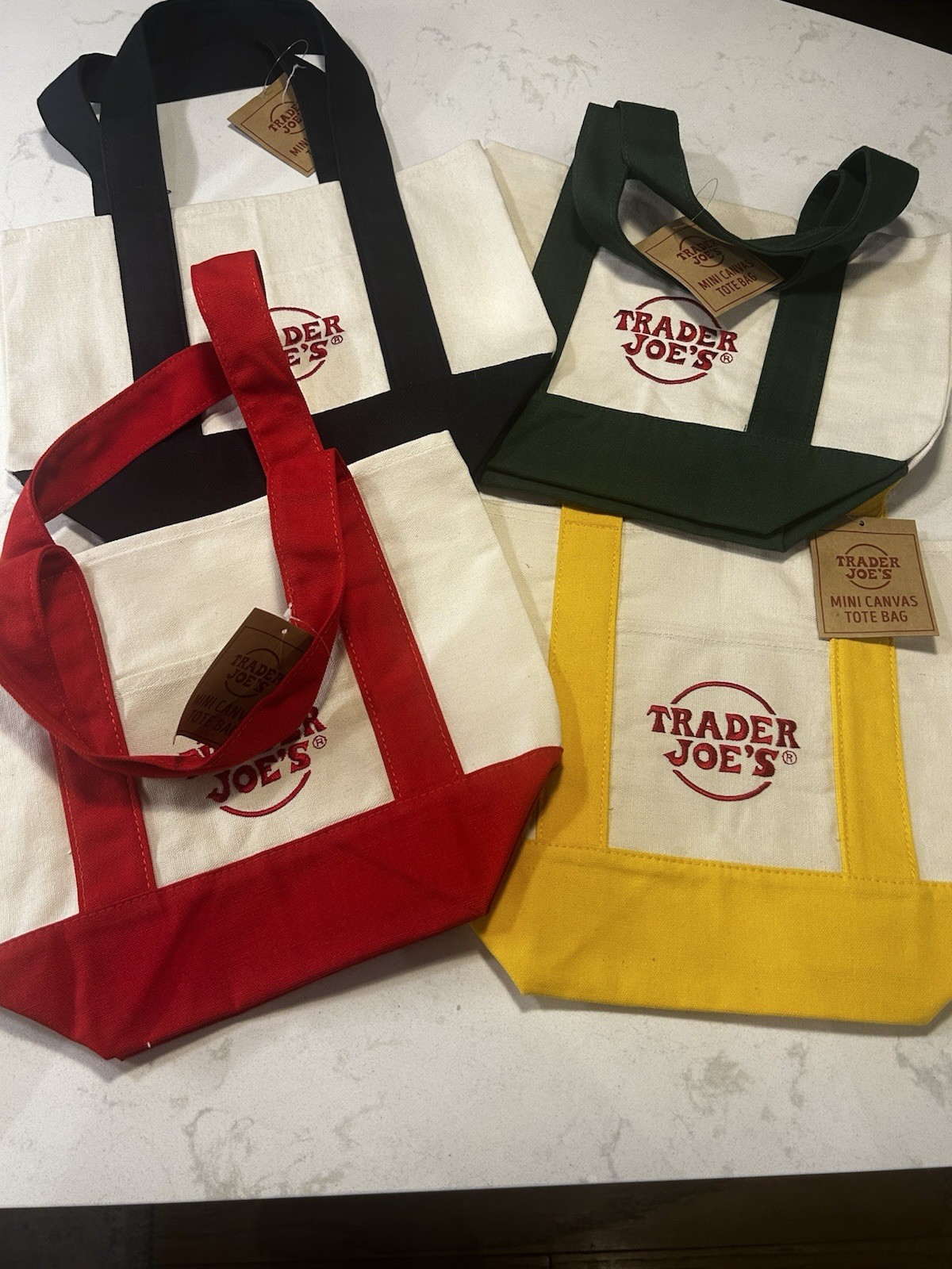 Trader Joe’s Mini Canvas Reusable Tote Bags Colorful Canvas Tote Bag 4 Colors US gallery