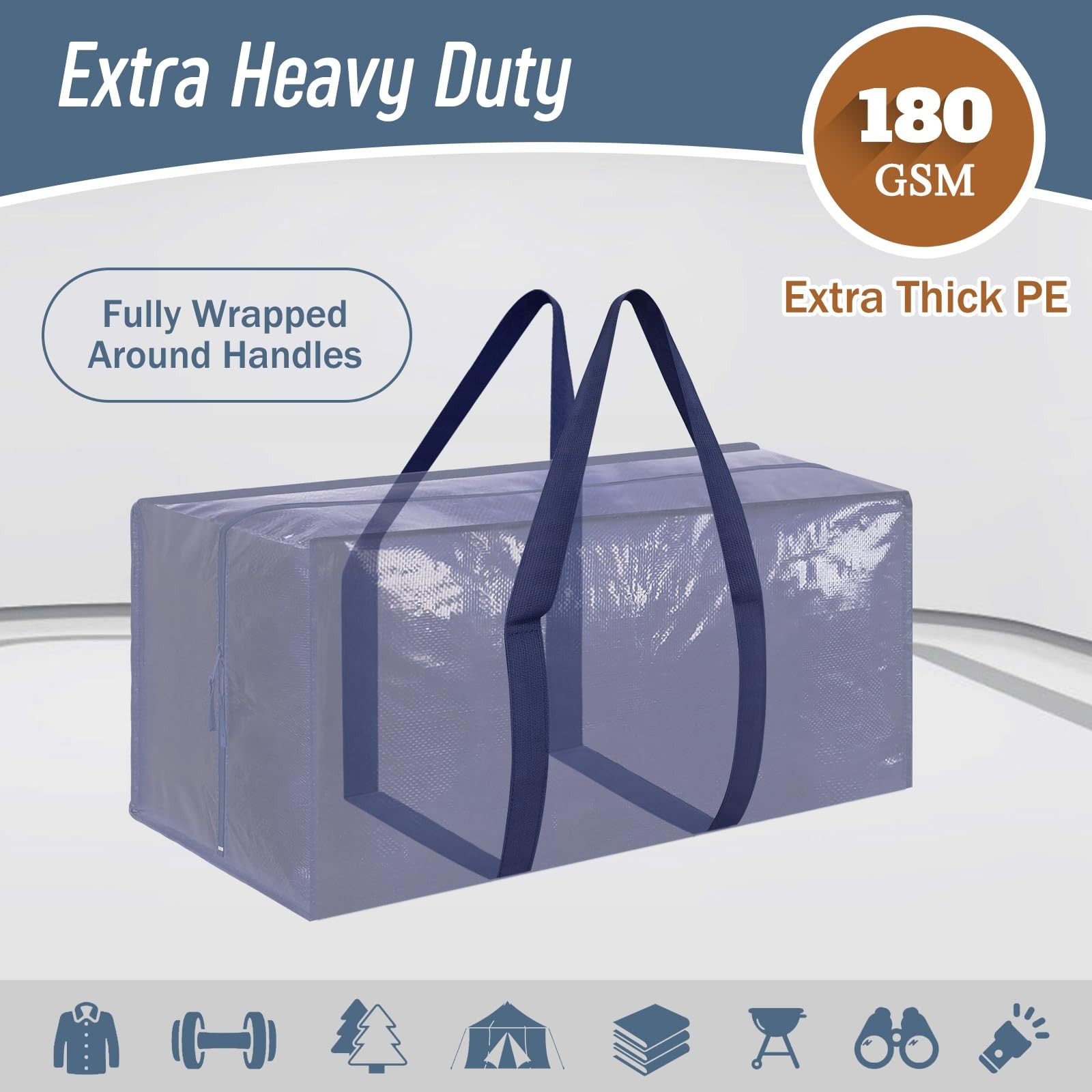 6 Pack Extra Heavy Duty Large Moving Bags with Strong Zipper & Comfortable Ha... gallery