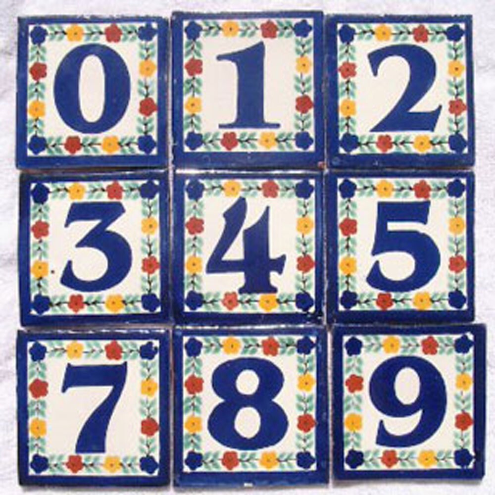 Mexican Tile Talavera Ceramic House Numbers Tile 4x4 gallery