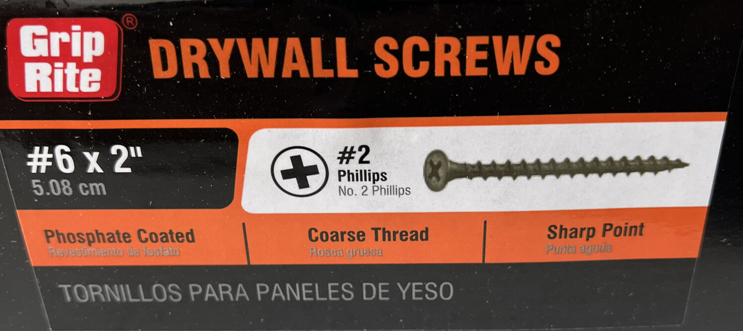 [5 Pounds-829 Screws]GRIP-RITE Drywall Screws #6 x 2” Philips Coarse Thread gallery