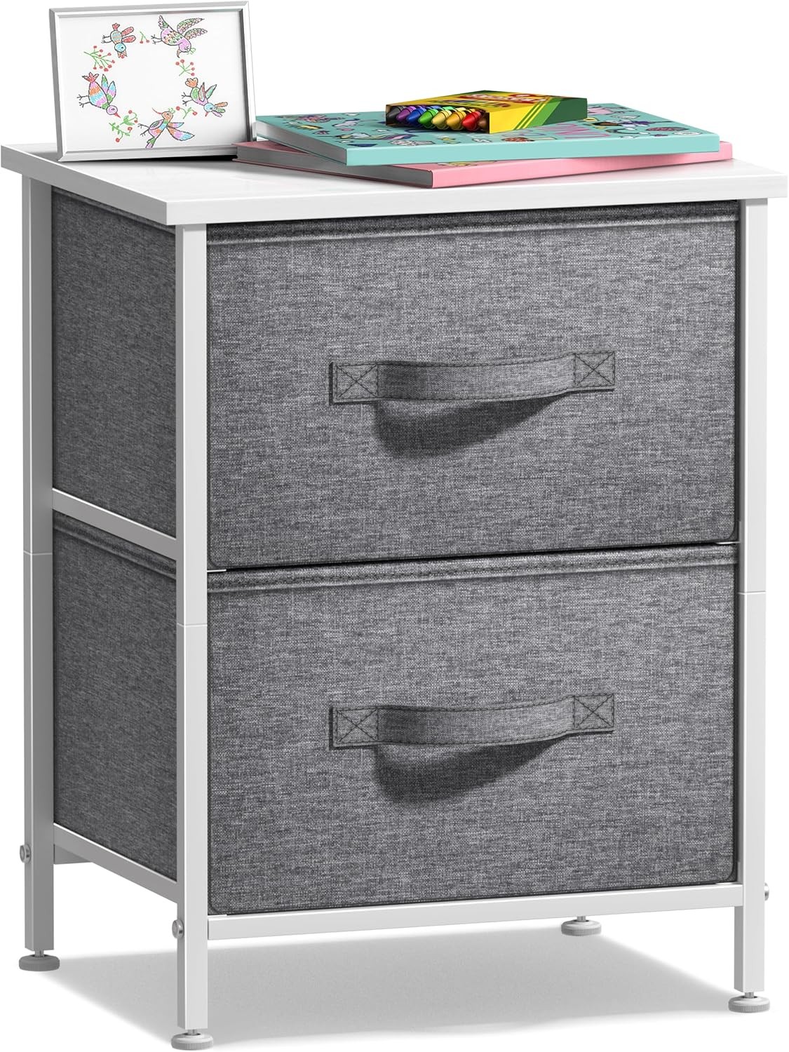 Nightstand with 2 Drawers - Bedside Furniture End Table Night Stand with Steel gallery