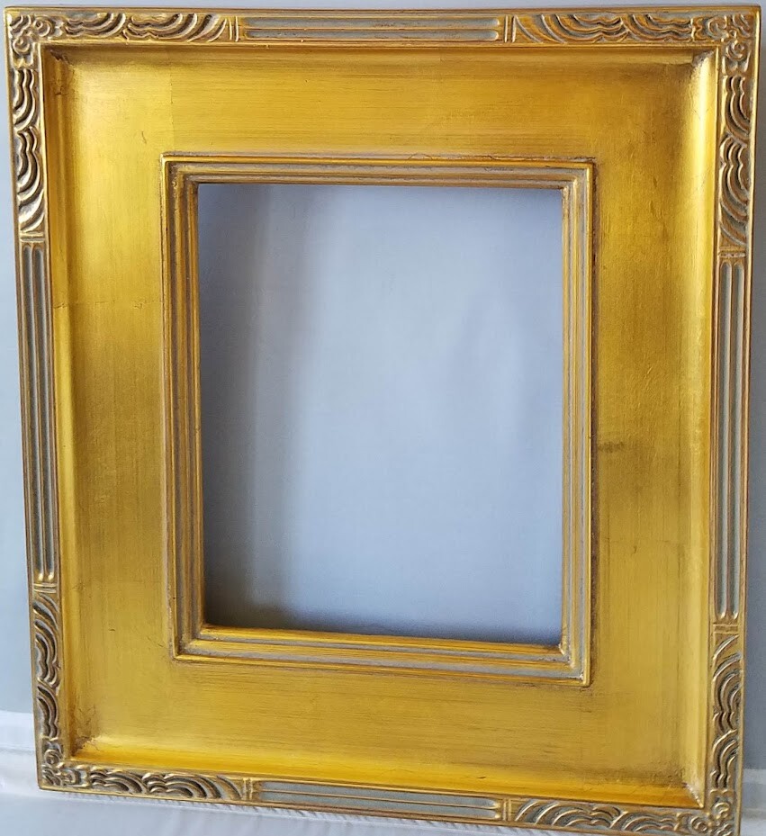 3-3/4 Alizee Deco Embossining corners,Slight Scoop,Gold Panel Wood Frame 8 x10 gallery