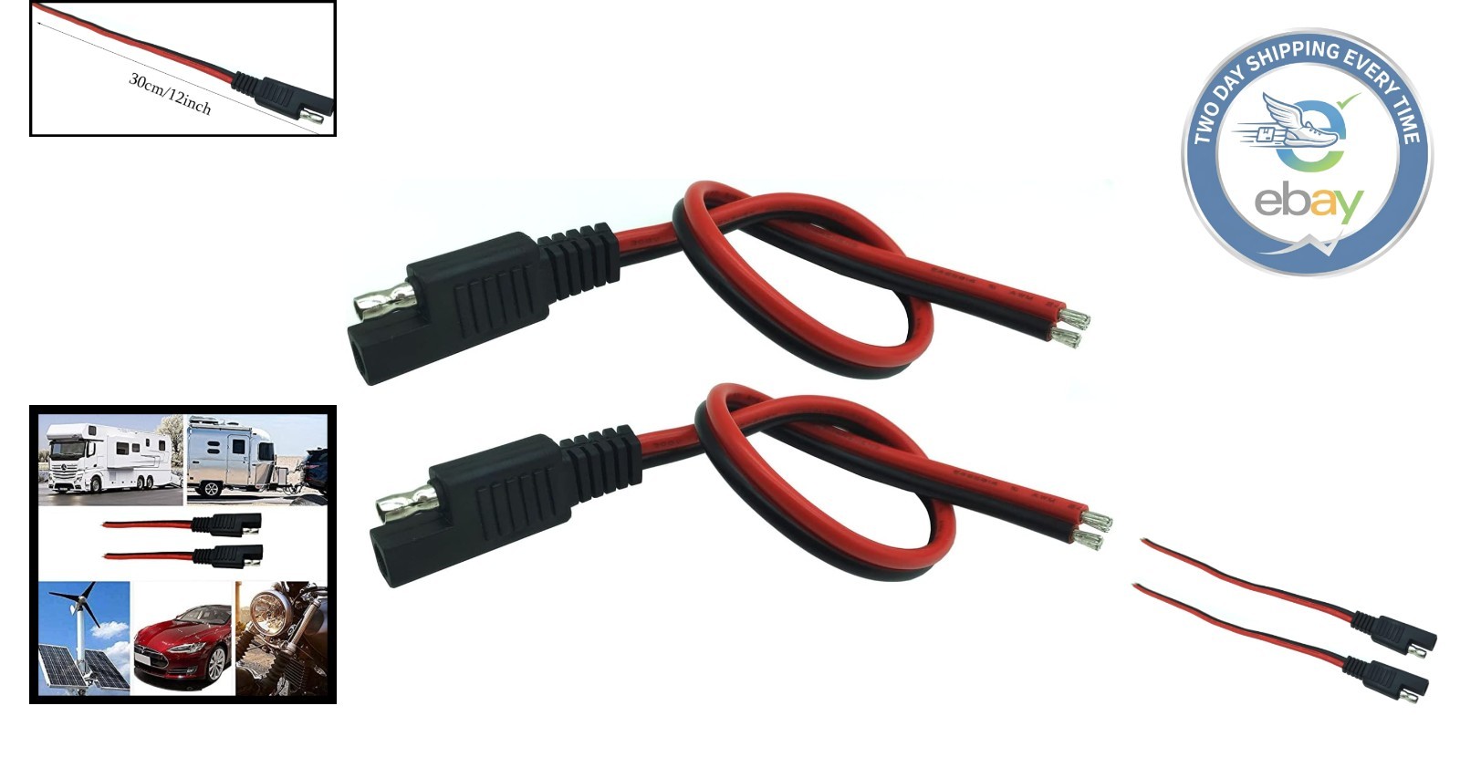 1Ft 14AWG SAE Power Extension Cable - Quick Disconnect for Vehicles & Solar gallery