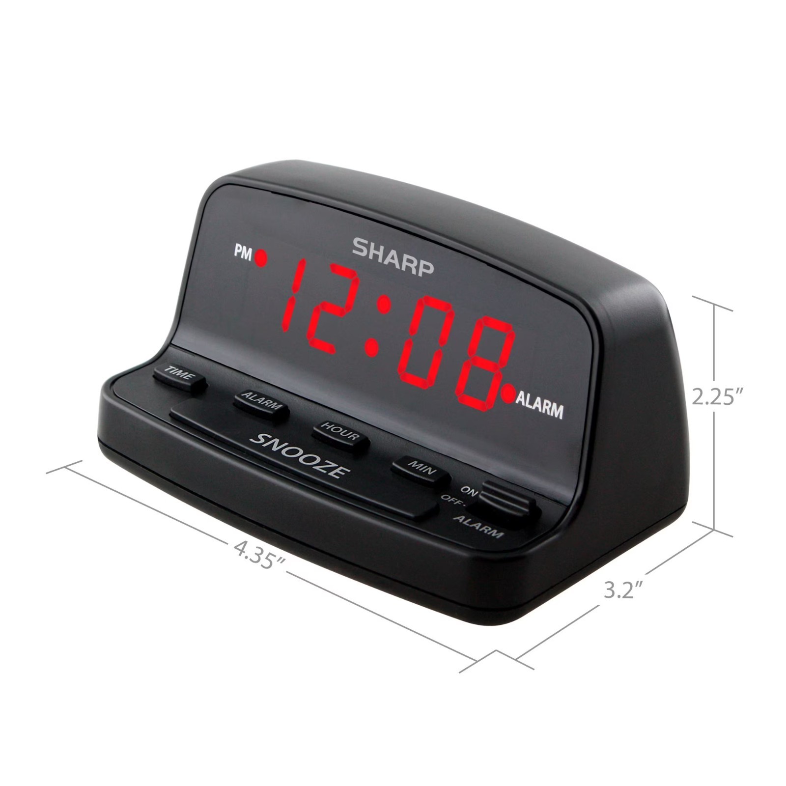 SHARP DIGITAL ALARM CLOCK Loud Alarm Snooze Keyboard Controls LED Display Black gallery