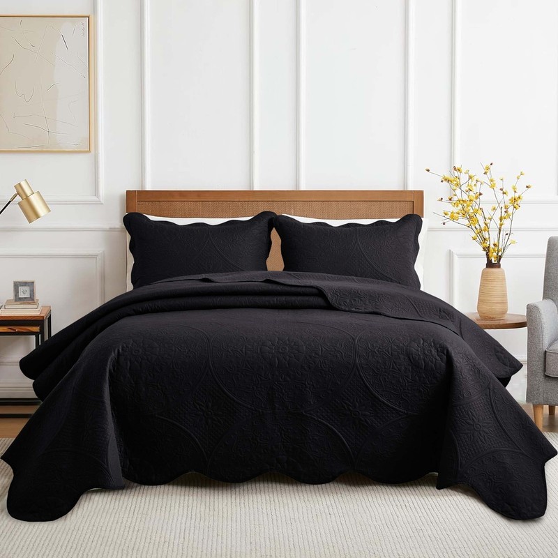 Embossed Floral Bedspread Set Soft Reversible Coverlet Quilt Bedding Sets Queen gallery