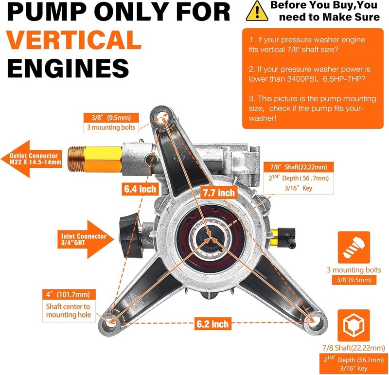 Universal Replacement Pressure Washer Pump - 3400 PSI, Easy Start & Lightweight gallery