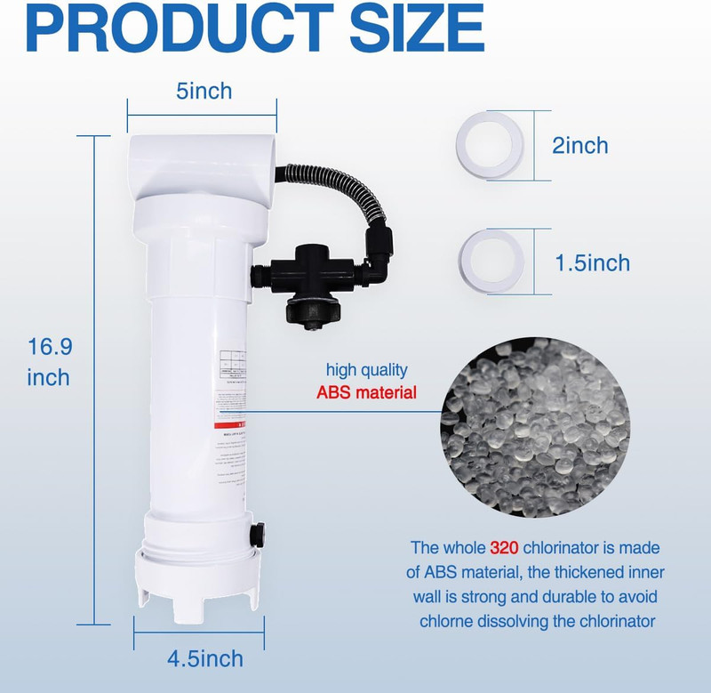 Upgraded 320 Pool Automatic Chlorine/Bromine Inline Feeder Compatible with Rainb gallery