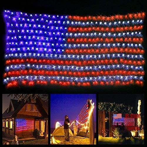 American Flag String Lights, Waterproof Led Flag Net Light, Blue, Red, White