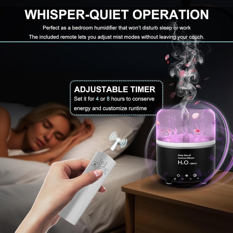 Jellyfish Humidifier Diffuser, 280ml Essential Oil Diffuser Deep Sea Elf- New! gallery