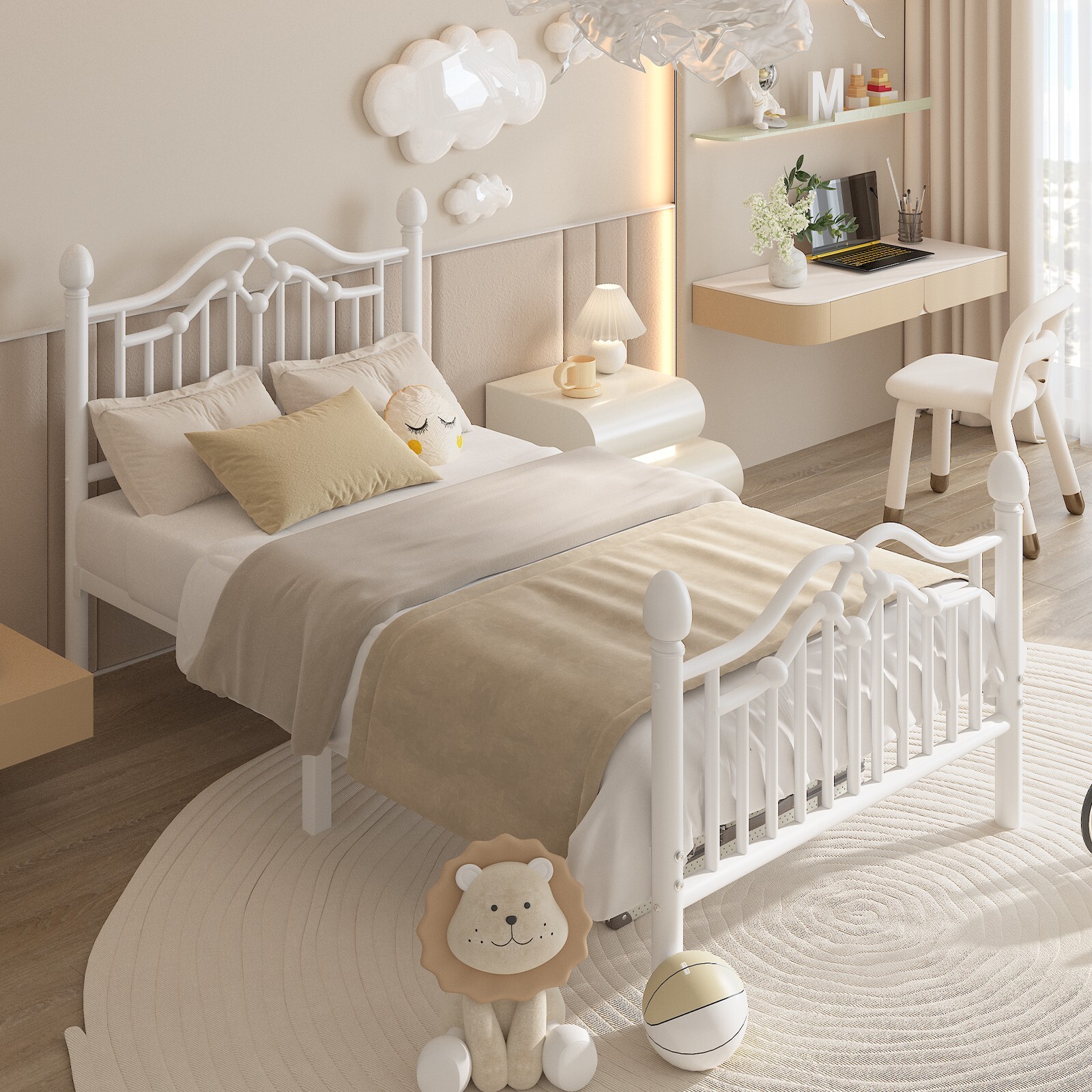 Twin Bed Frame with Headboard＆Footboard Modern Metal Platform Bed Frame for Kids gallery