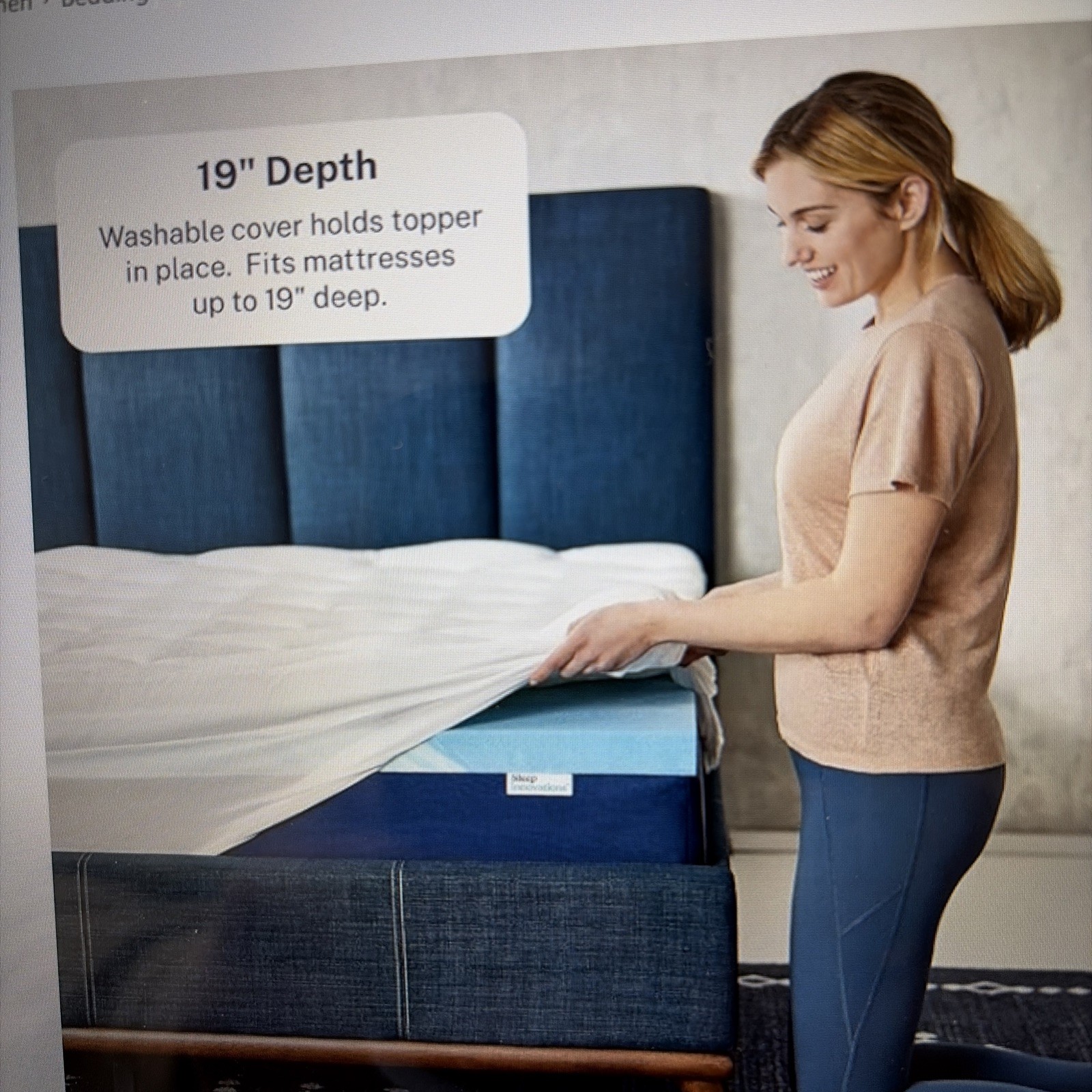 Sleep Innovations Dual Layer 4 Inch Memory Foam Mattress Topper, Full Size, gallery