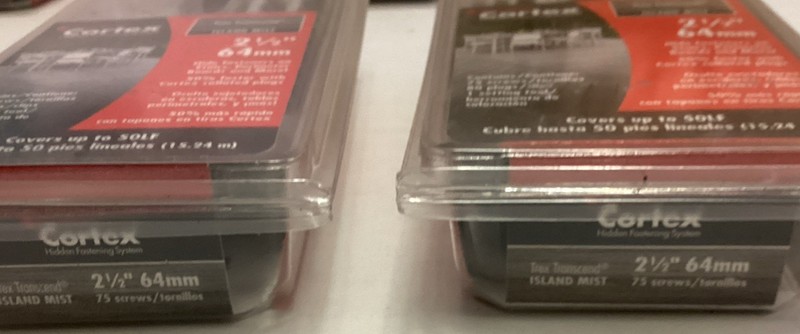 Two (2) Boxes Fastenmaster Cortex Fastening System Trex Screw & Plug Island Mist gallery
