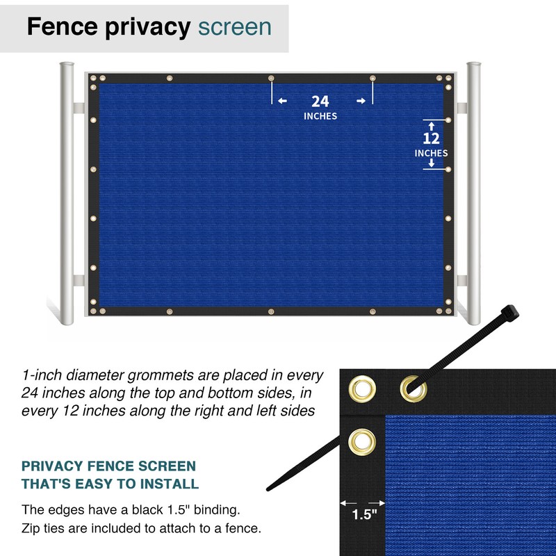 16ft Blue Privacy Fence Screen Heavy Duty 180GSM Mesh Net Cover Custom Length gallery