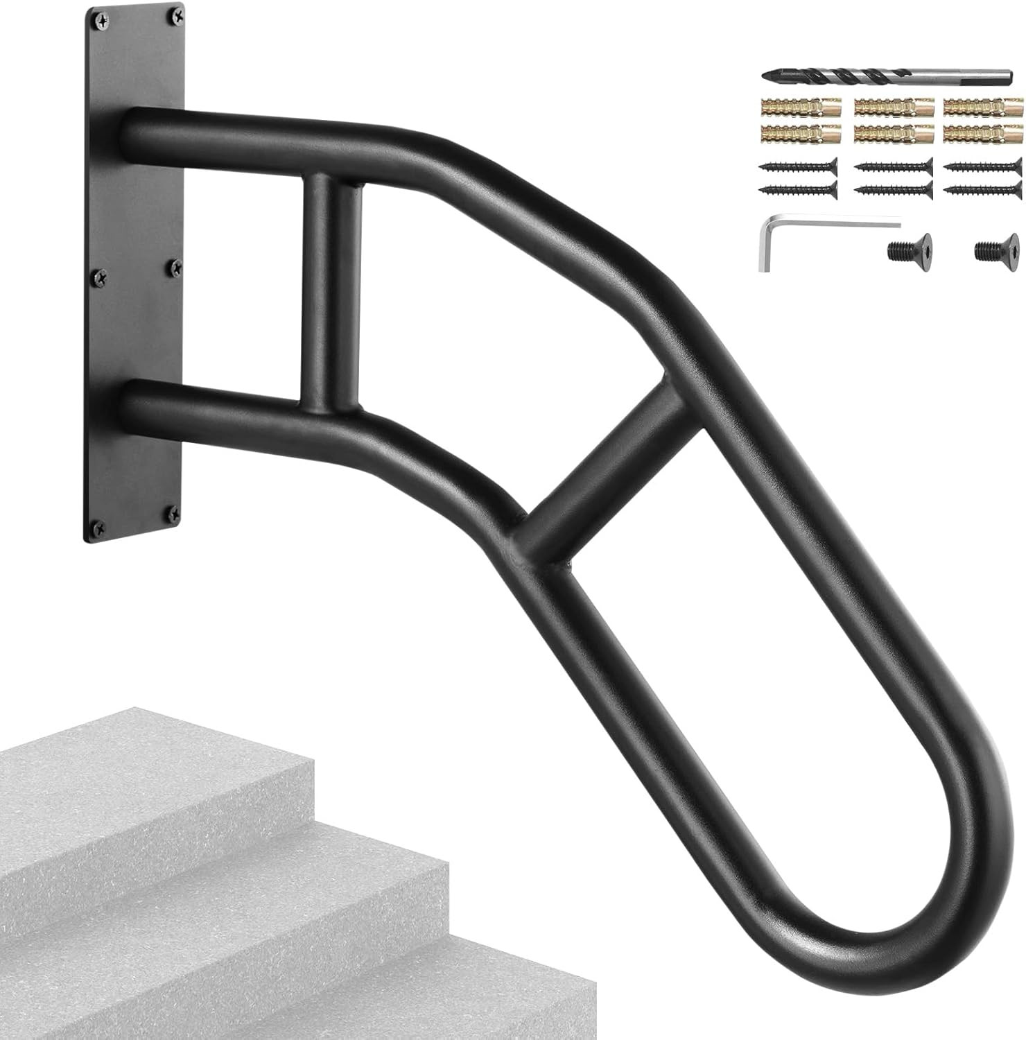 Handrails for Outdoor Steps, 32" Length Wall Mount Safety Railings for 1-3 Steps gallery