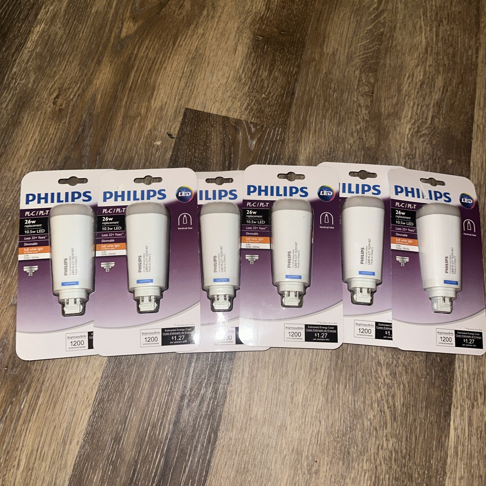 6 Philips LED Frosted Dimmable PL-C CFL Replacement Bulbs 1200 Lumen G24q 4 Pin gallery