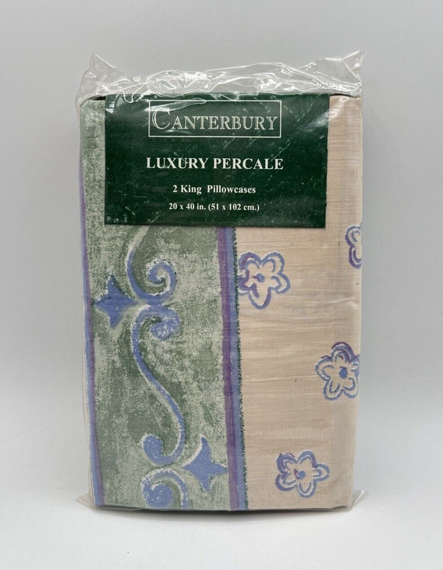 Canterbury Luxury Percale King Flat Sheet with 2 King Pillowcases NEW in Package gallery