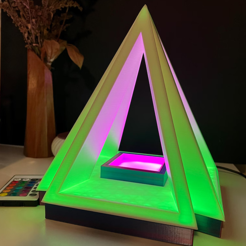 Pyramid LED Table Lamp Color Changing with Remote, Modern Desk Night Light gallery
