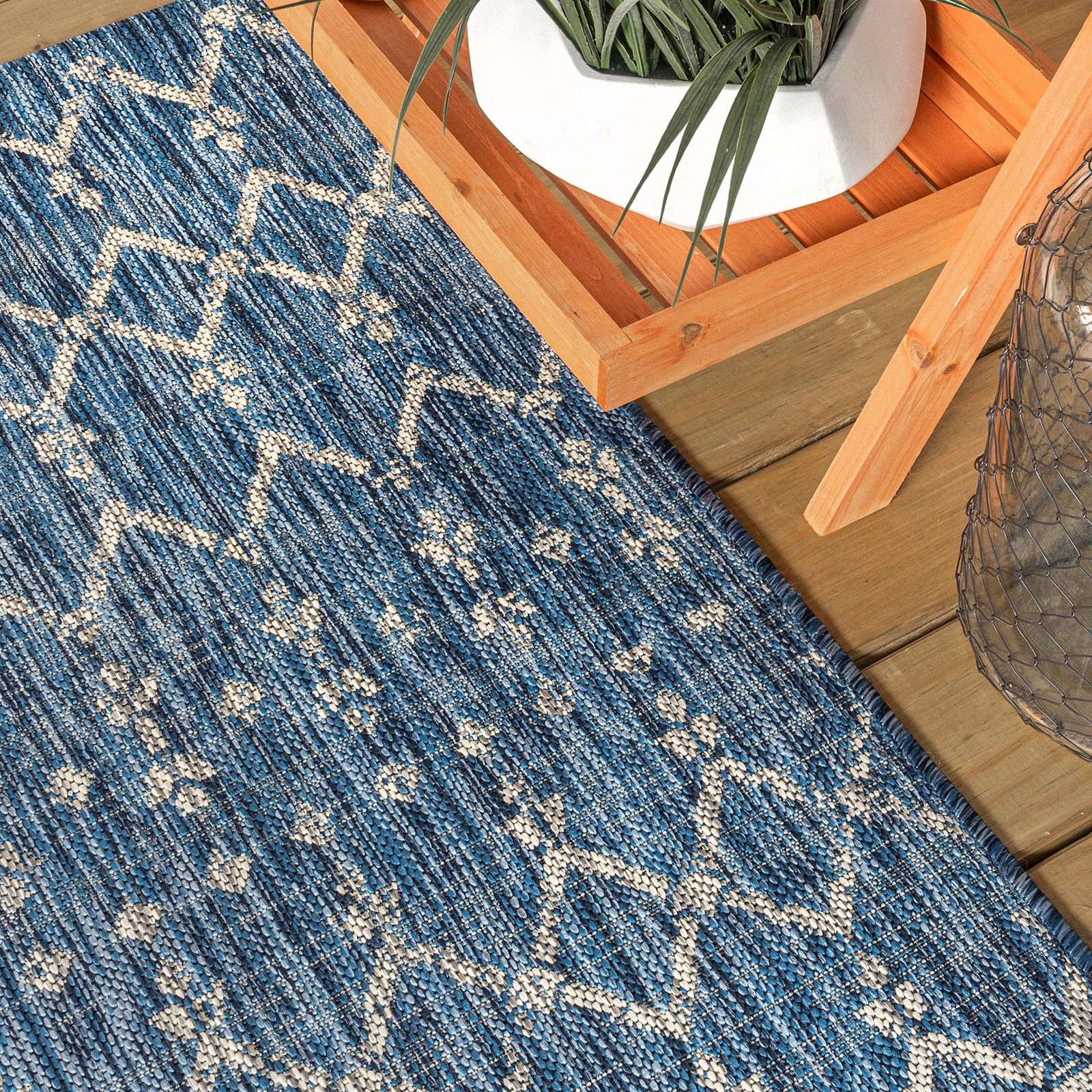 Round Area Rug 8 Ft Navy Light Gray Moroccan Geometric SMB108B-8R JONATHAN Weave gallery