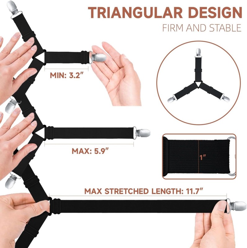 4Bed Sheet Fasteners Adjustable Elastic Suspenders Straps Mattress Covers Clips gallery