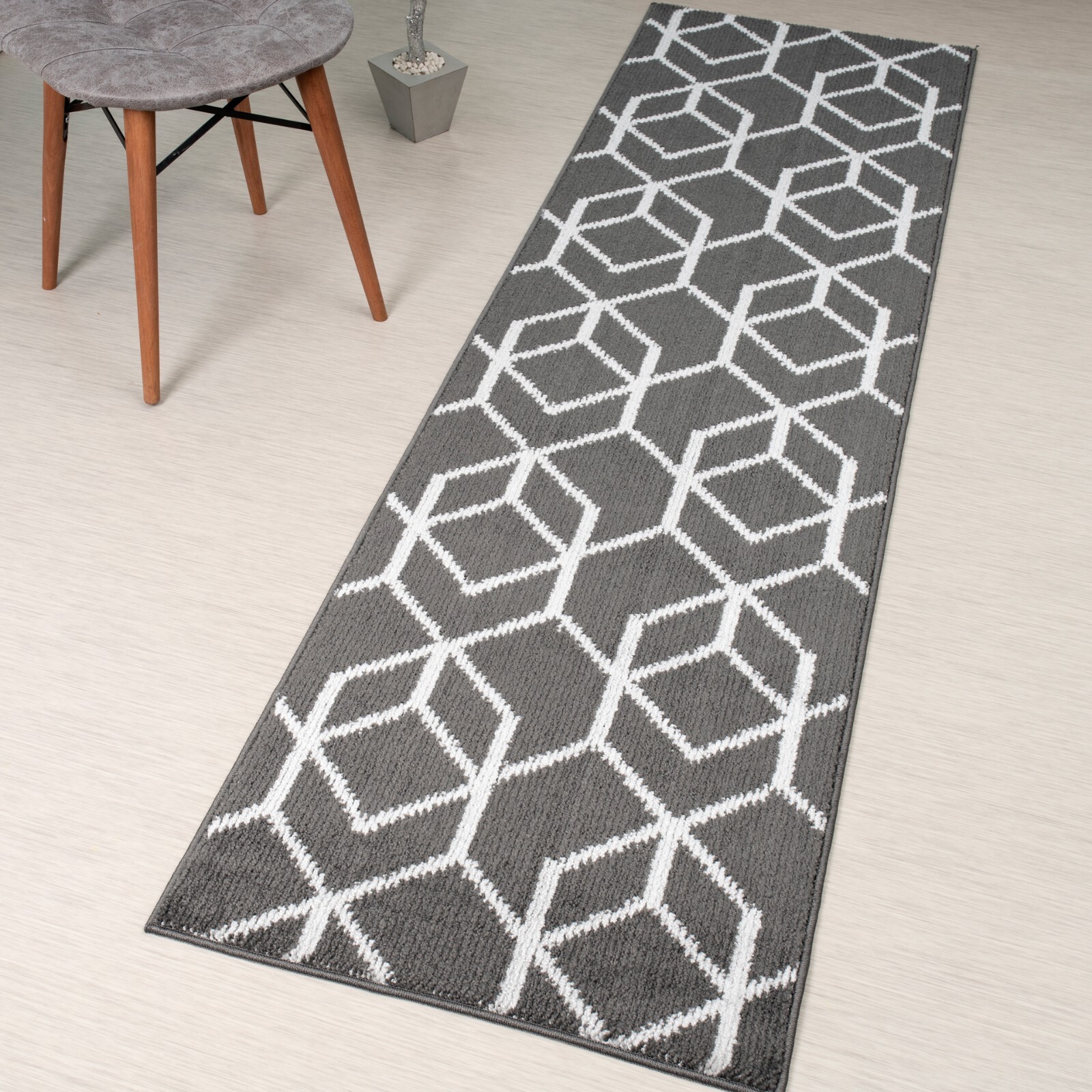 Custom Size Hallway Runner Rug, Non Slip, 26 Wide X Your Choice of Length, Grey gallery
