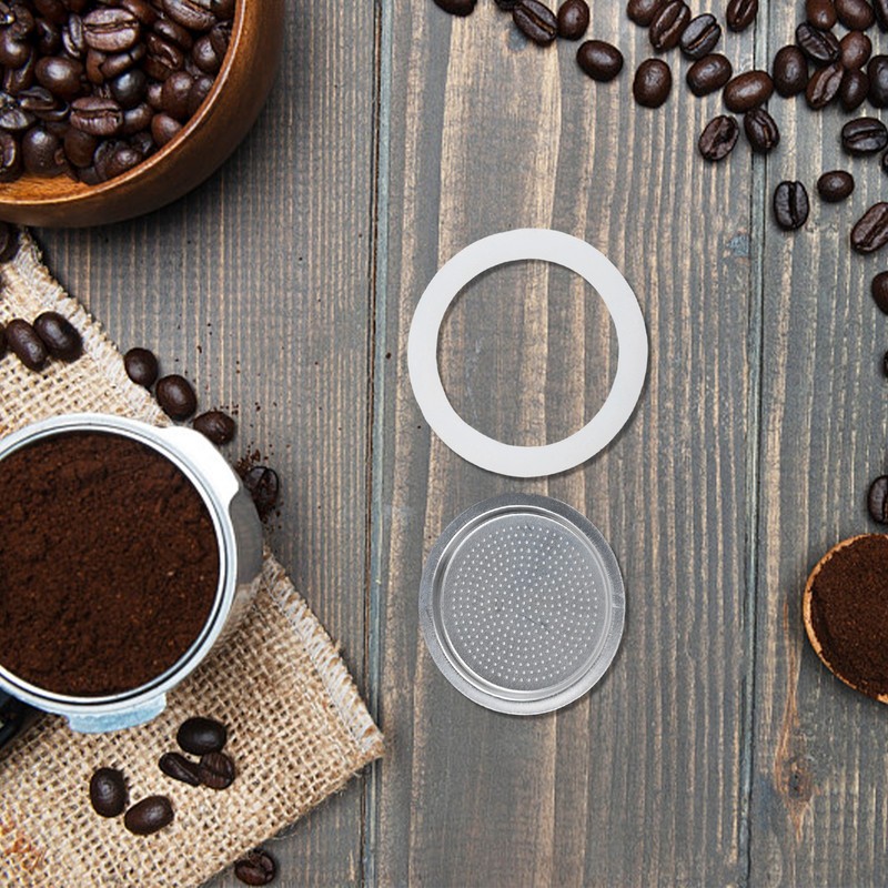 Two Filter Set with Six Silicone Gaskets for Efficient Moka Pot Espresso Making gallery
