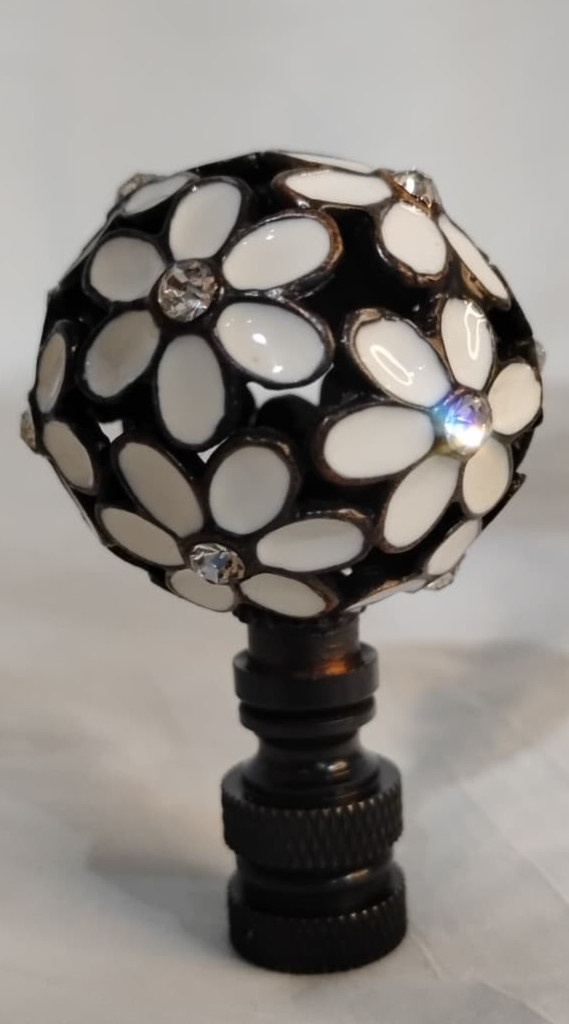 Royal Designs, Inc. Decorative Flower Ball Lamp Finial, F-5102-WH-1, White gallery