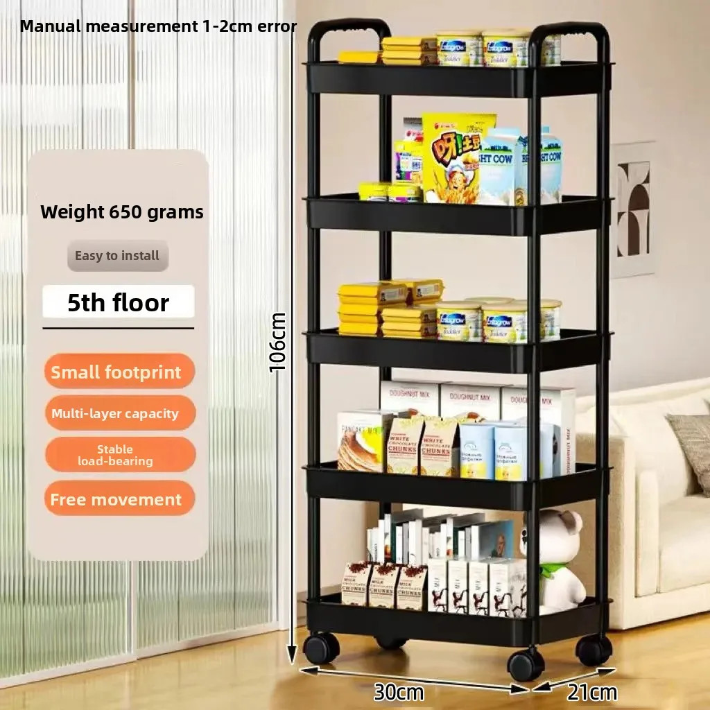 5-layer Kitchen Storage Shelf,mobile Trolley,floor Standing Multi-layer Storage gallery