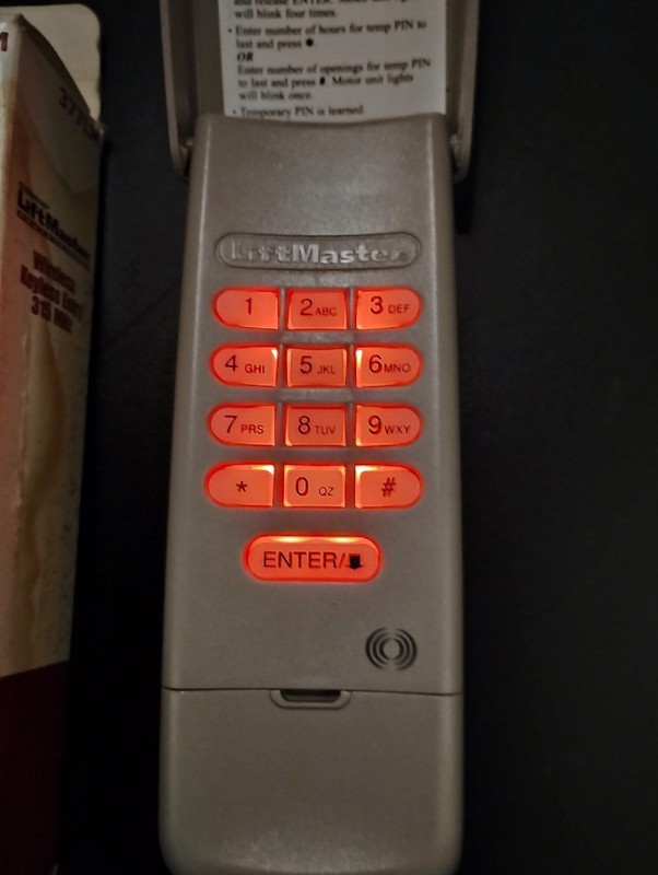 Liftmaster Pro Wireless Keyless Entry 377LM NOS Coded Lighted Keypad w Cover NEW gallery