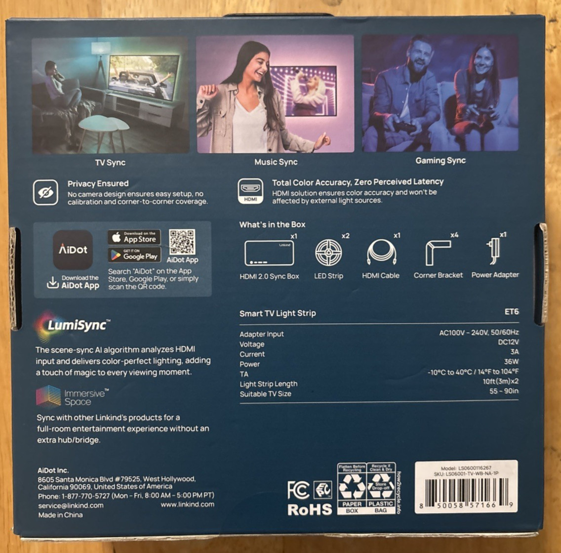 Linkind Smart TV Light Strip w/ HDMI Sync Box 90" (LS0600116267)... FREE S&H! gallery