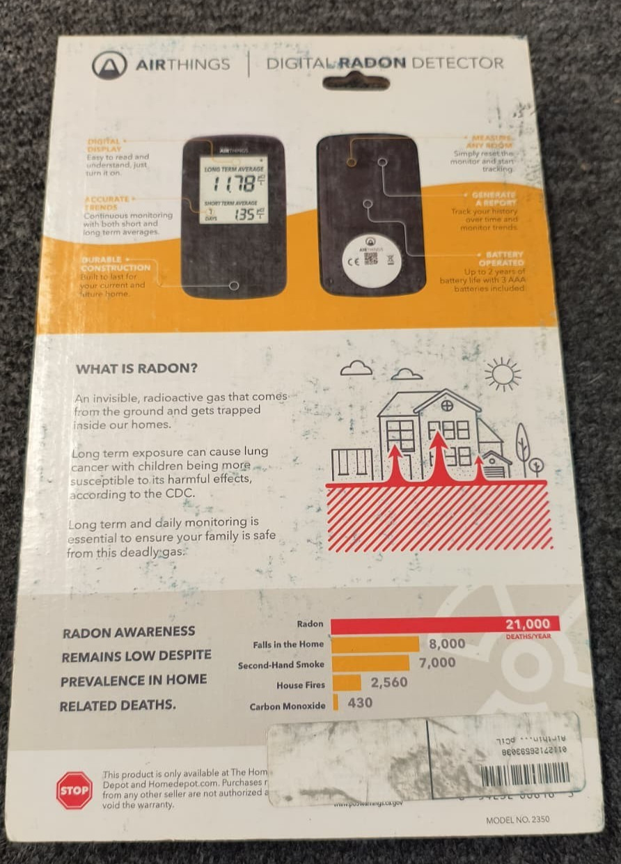 AirThings Portable Handheld Digital RADON Detector! 2350 Home Basement- New , A3 gallery