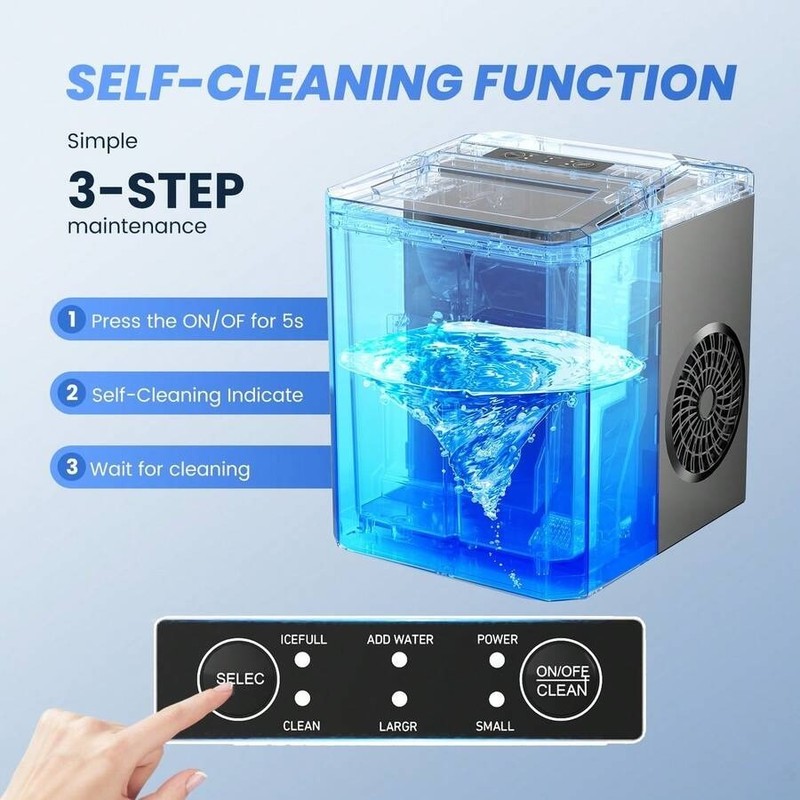 Sweetcrispy Portable Ice Maker 26.5Lbs/24H 6-Minute Bullet Ice, Self-Cleaning gallery