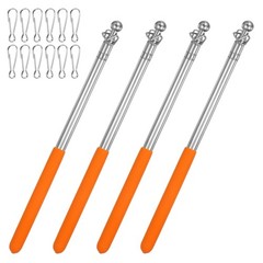 4-Pack 3.28Ft/1M Telescopic Flag Pole with Clips Orange