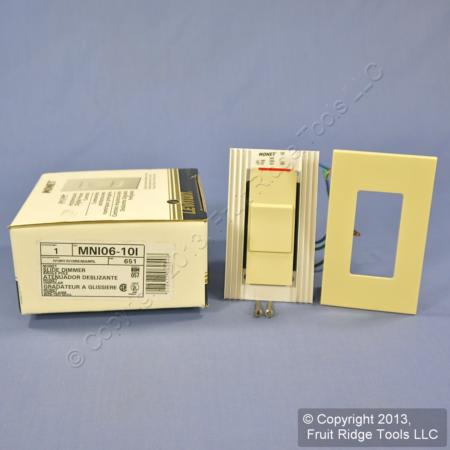 Leviton MNI06-10I Ivory Monet Slide Dimmer Switch 600W Incandescent gallery