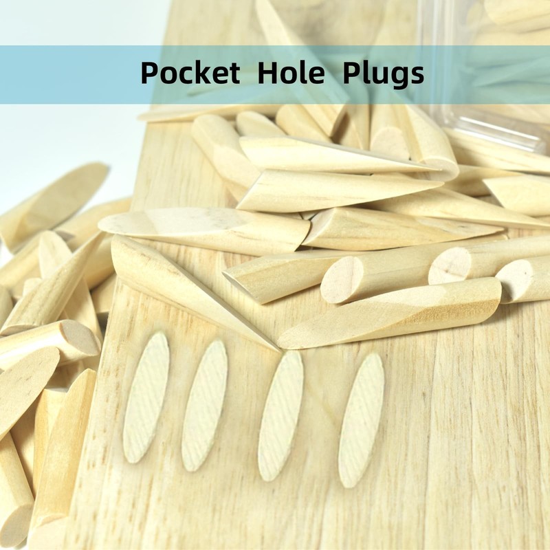 50-Pack Solid Wood Pine Pocket Hole Plugs for Woodworking Inclined Hole gallery