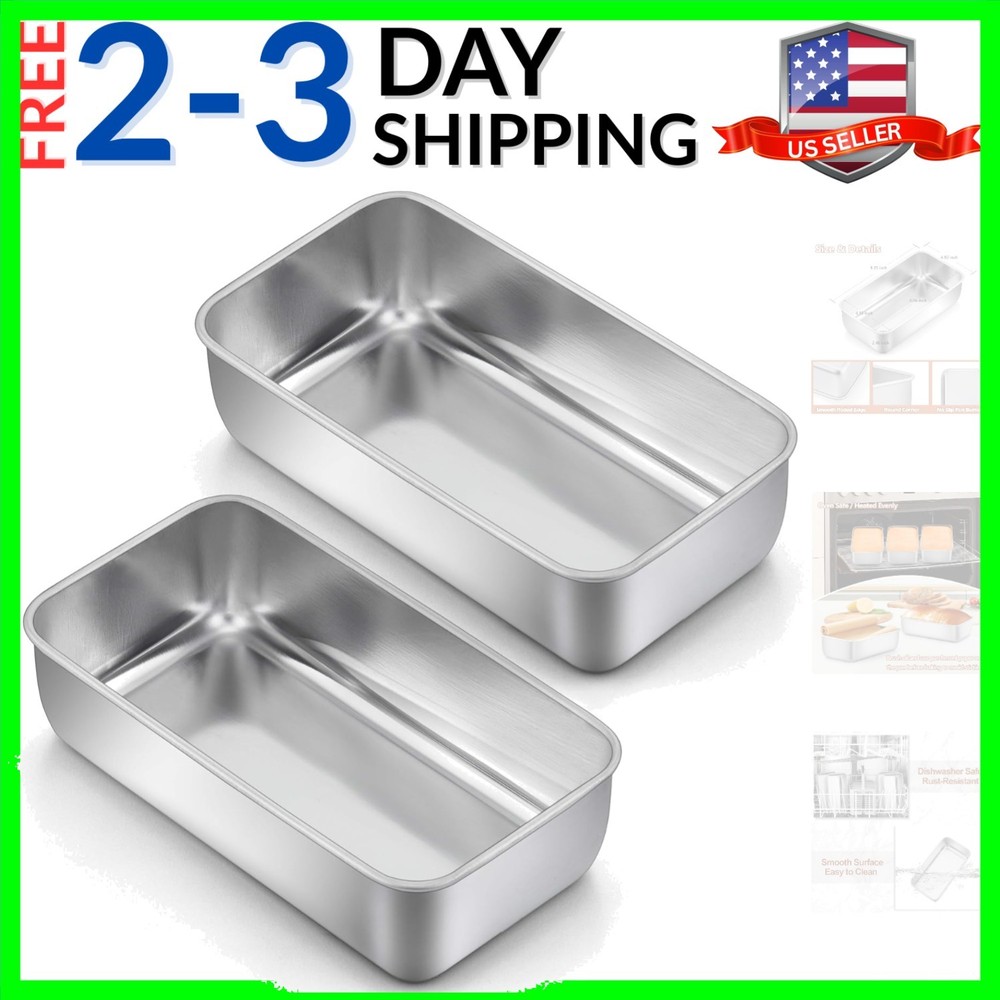 2 Pack Bread Loaf Pans for Baking Bread, 9x5Inch Stainless Steel Meatloaf Bak...