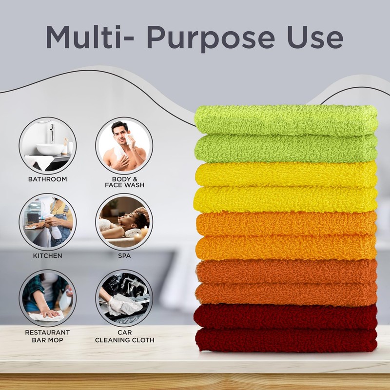 DecorRack 10 Pack 100 Cotton Wash Cloth, Luxurious Soft, 12 x 12 inch Ultra gallery