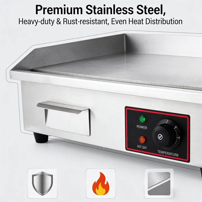 Commercial Electric Griddle SUS Double Independent Temp Control Rotary Knob gallery