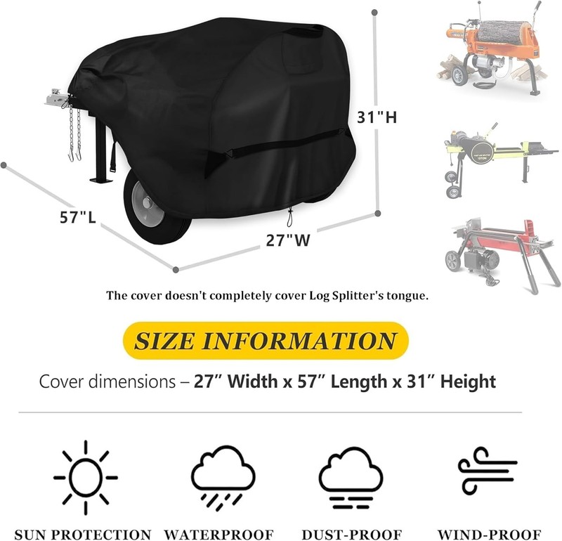 Waterproof Log Splitter Cover - Heavy-Duty Oxford Fabric for 15-22 Ton Splitters gallery