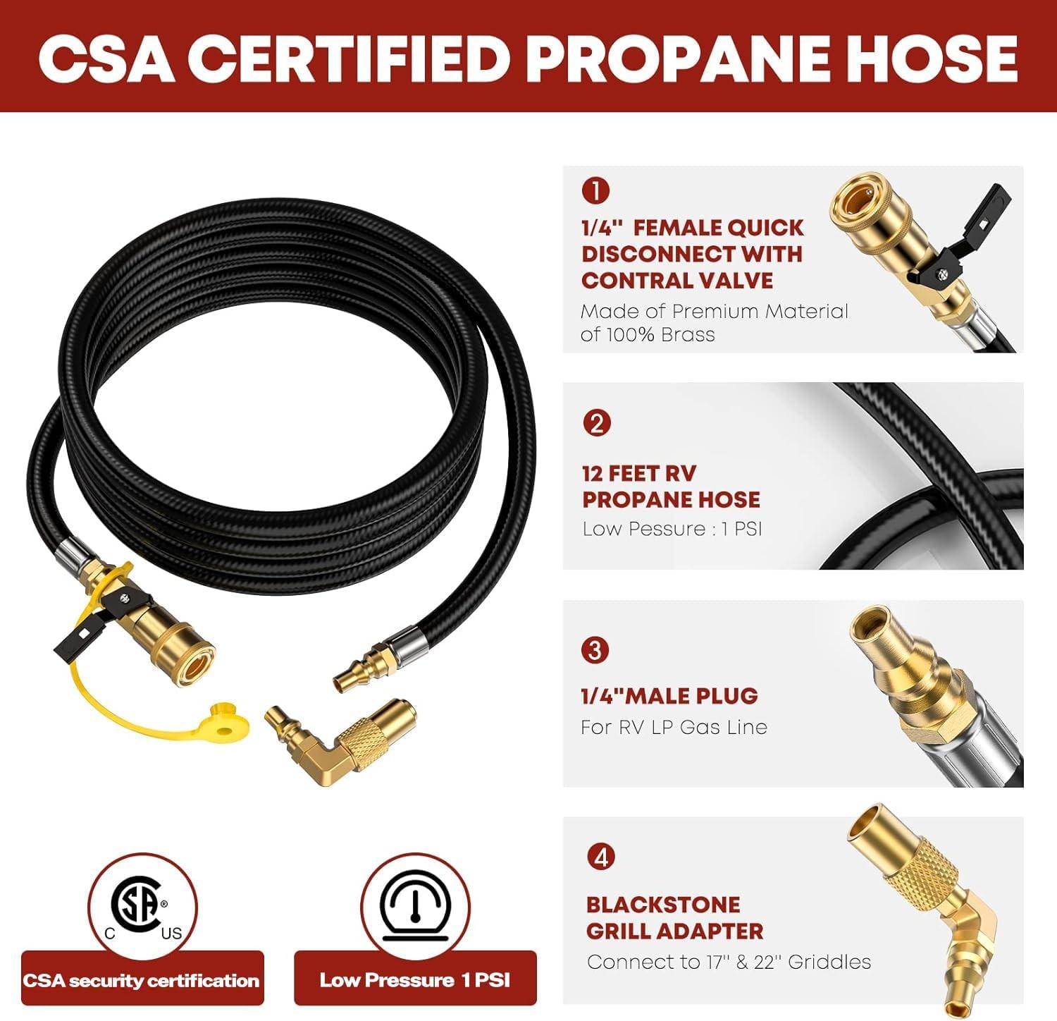 4FT 0-30 PSI Adjustable High Pressure Propane Regulator wit Gauge for Gas Burner gallery