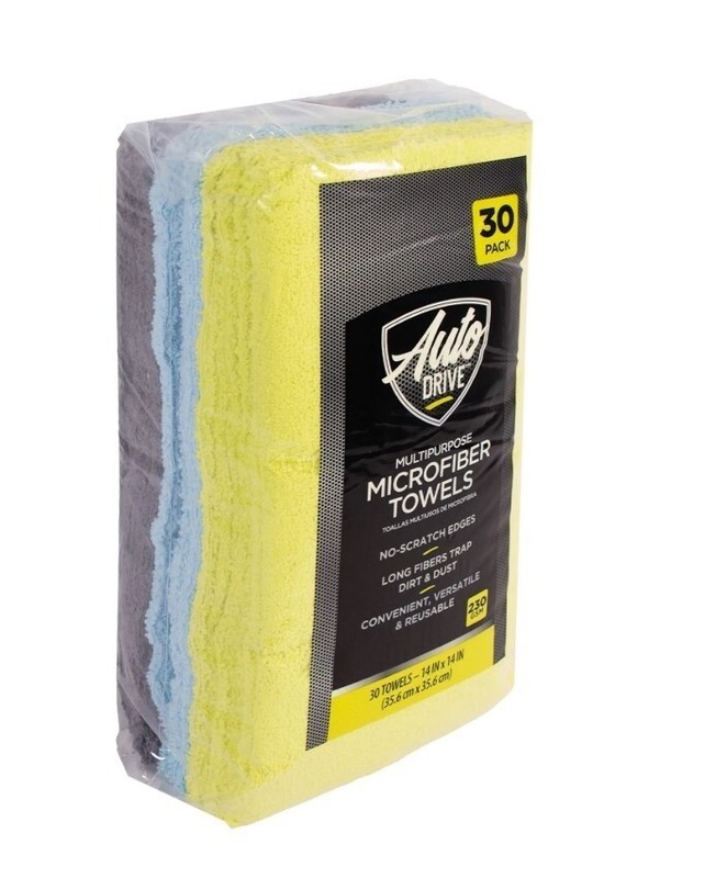 Auto Drive Multipurpose Microfiber Towels, 14" x 14", Multicolor, 30-Pack gallery
