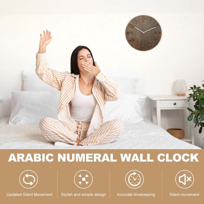 12" Vintage Wall Clock with Arabic Numerals Dark Blue gallery