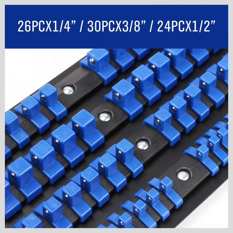 80 Industrial ABS Mountable Socket Storage Rail Rack Holder Organize 1/4 3/8 1/2 gallery