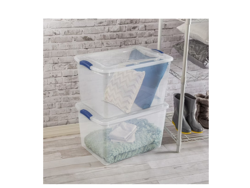 (4 pack) Sterilite 66 Quart Large Latching Storage Bin, Clear Plastic Storage gallery