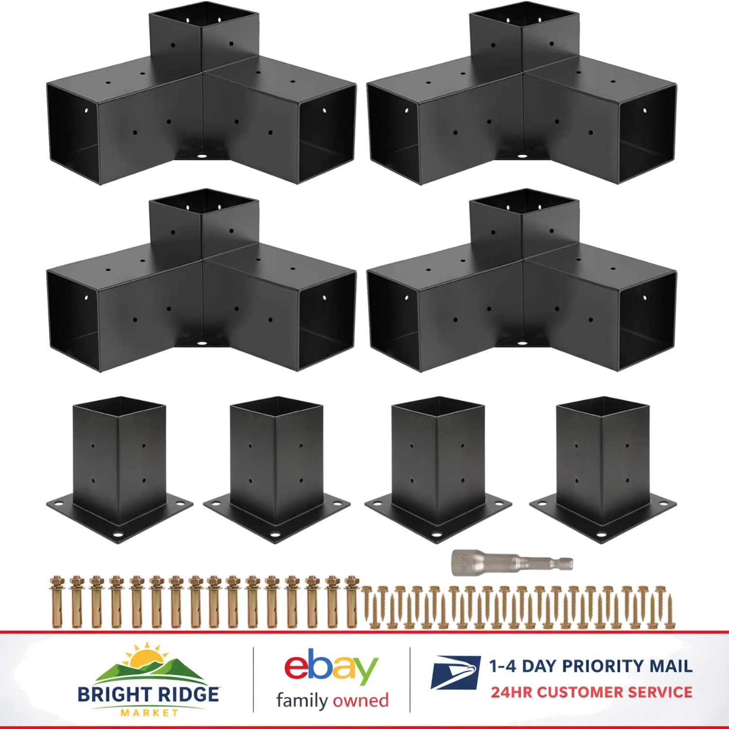 Sturdy Pergola Brackets Kit with Extended 3-Way Angles for Enhanced Stability gallery