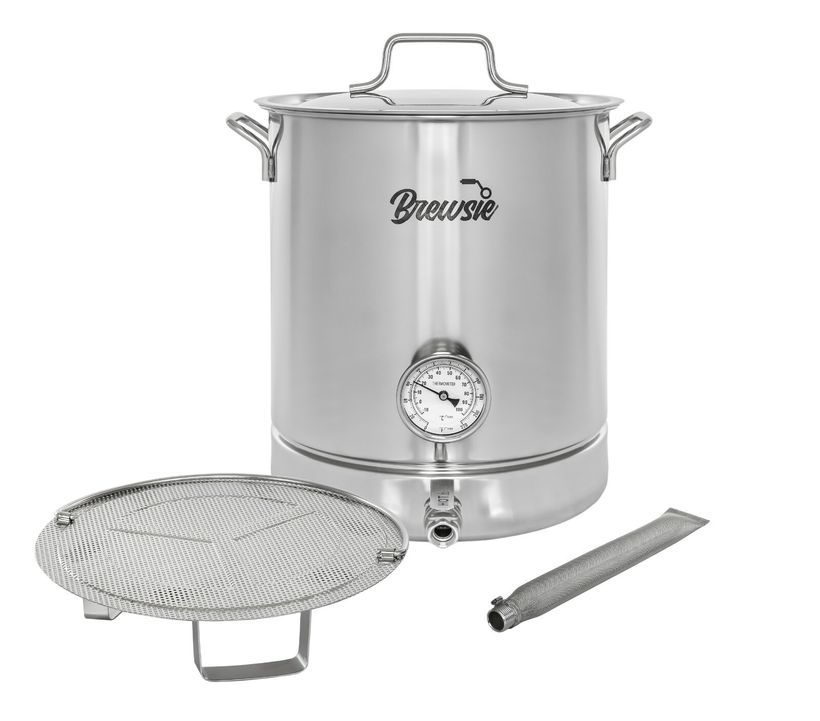 BREWSIE Stainless Steel Home Brew Kettle Thermometer, Ball Valve, Mash Tun gallery