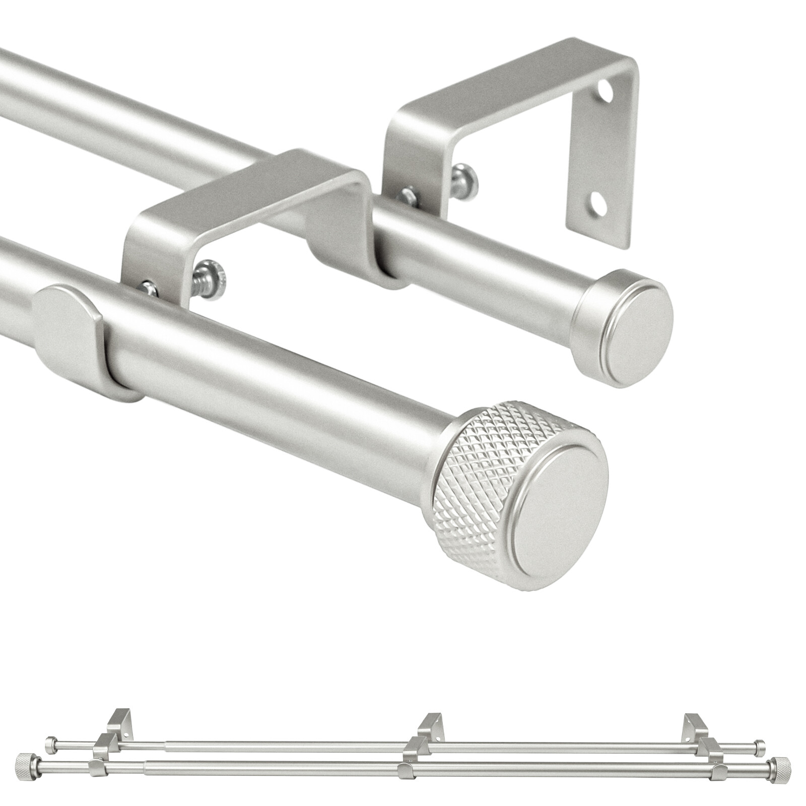 5/8" Diameter Adjustable Double Drapery Curtain Rod w/ Maniglia Finial gallery
