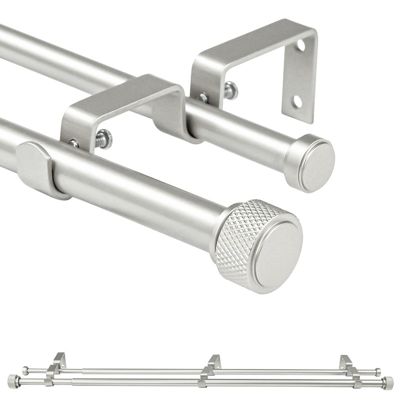 5/8" Diameter Adjustable Double Drapery Curtain Rod w/ Maniglia Finial gallery