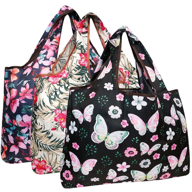 Wrapables Large Foldable Tote Nylon Reusable Grocery Bag, 3 Pack gallery