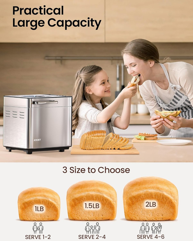 25-In-1 Bread Maker Machine with Automatic Dual Dispenser, 2LB Stainless Steel B gallery